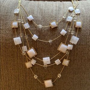 NWT Gold and White Multi-Layer Necklace From Macy's Smoke Free Home
